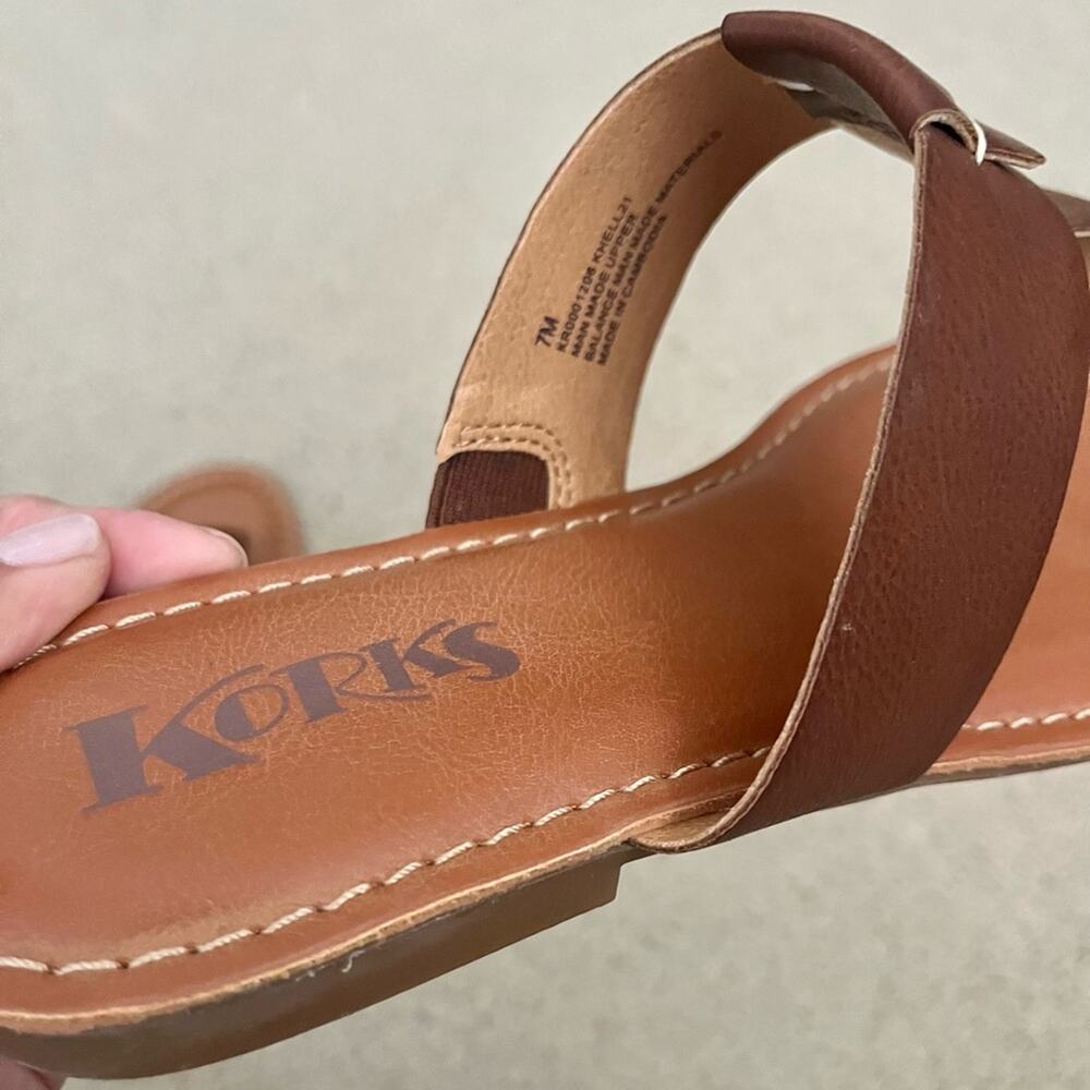 Korks Brown Flat Sandal Thong Slide Dawn Flip Flop New Kork Ease size 7 - Picture 5 of 7
